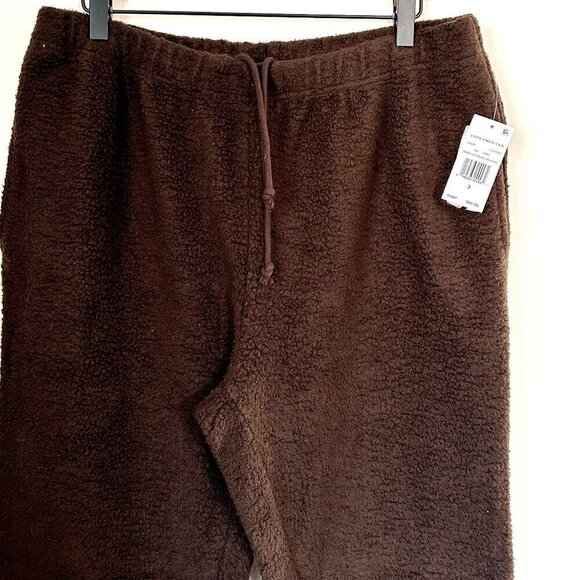 NWT Good American Coffee Brown Sherpa Boyfriend Sweatpant - Size 3 (L) - Picture 5 of 7